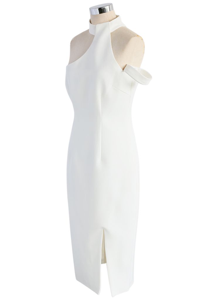 Super Elegante Vestido Blanco con Escote Halter