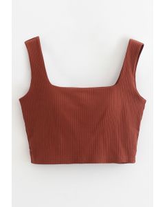 Camiseta sin mangas Bandeau Simple Lines en rojo óxido