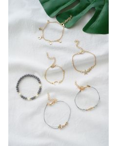 6 Packs Metal Beads Strands Bracelets