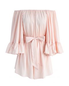 For the Frill of it Off-shoulder Playsuit in Pink  